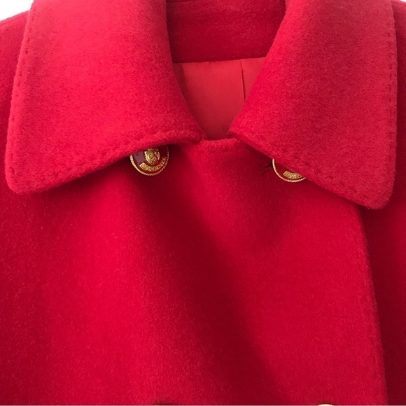 Vintage Fleurette Red Cashmere Double Breasted Peacoat Union Made S-M - Picture 4 of 17